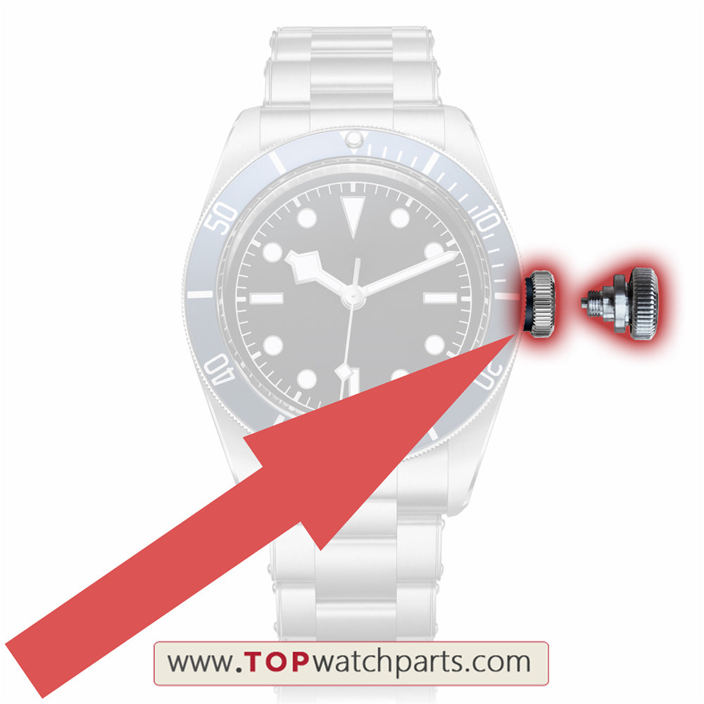 steel waterproof crown for Tudor Black Bay automatic watch M79230 M79733