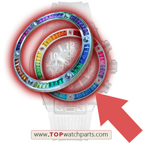silvery color steel rainbow CVD synthetic gem bezel for HUB Hublot BigBand 411 45mm automatic watch