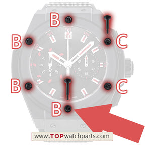 Schwarze PVD-Vollstahl-NABE Hublot King Power 48 mm Lünette mit Mikroschraube