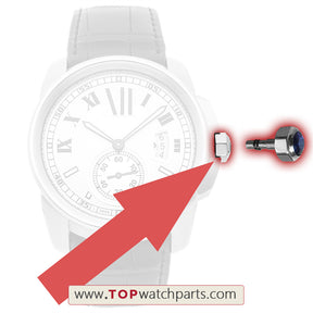 Steel double waterproof Sapphire Crystal watch crown for Calibre de Cartier 42mm watch