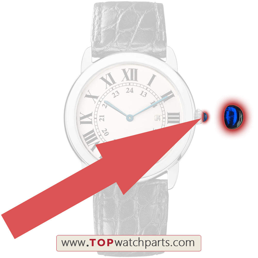 ساعة كريستال الياقوت (الزركون الأزرق) لخزان كارتييه أو تاج ساعة روند