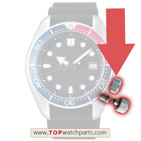 6.9mmの防水鋼製のseiko prospex kinetic gmtダイバーマンのためのスクリュークラウンウォッチパーツsrpa21j1 srp777 srp773 srp775