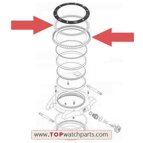 steel dog toothed ring+bezel pad for Rolex Submariner 40mm watch