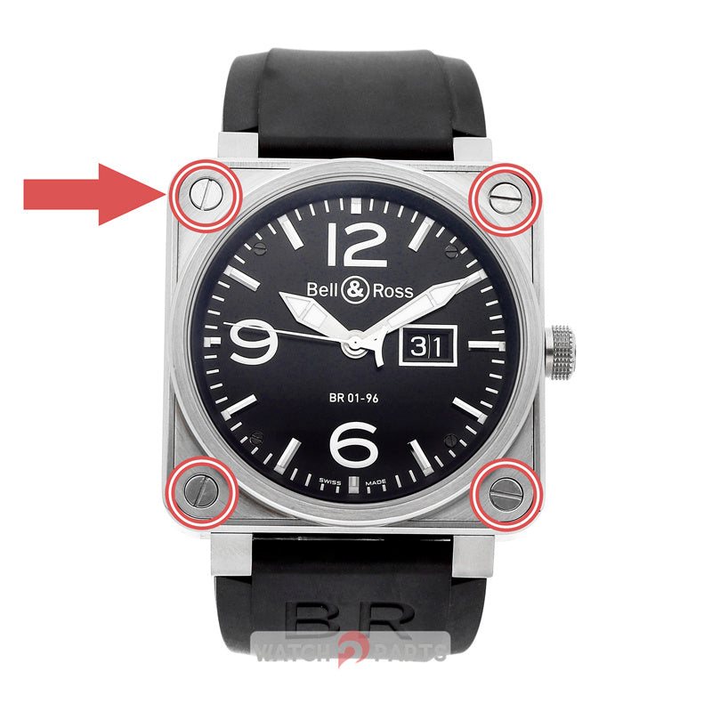 Black matte PVD/silvery bezel screw for Bell&Ross 46mm BR01 watch