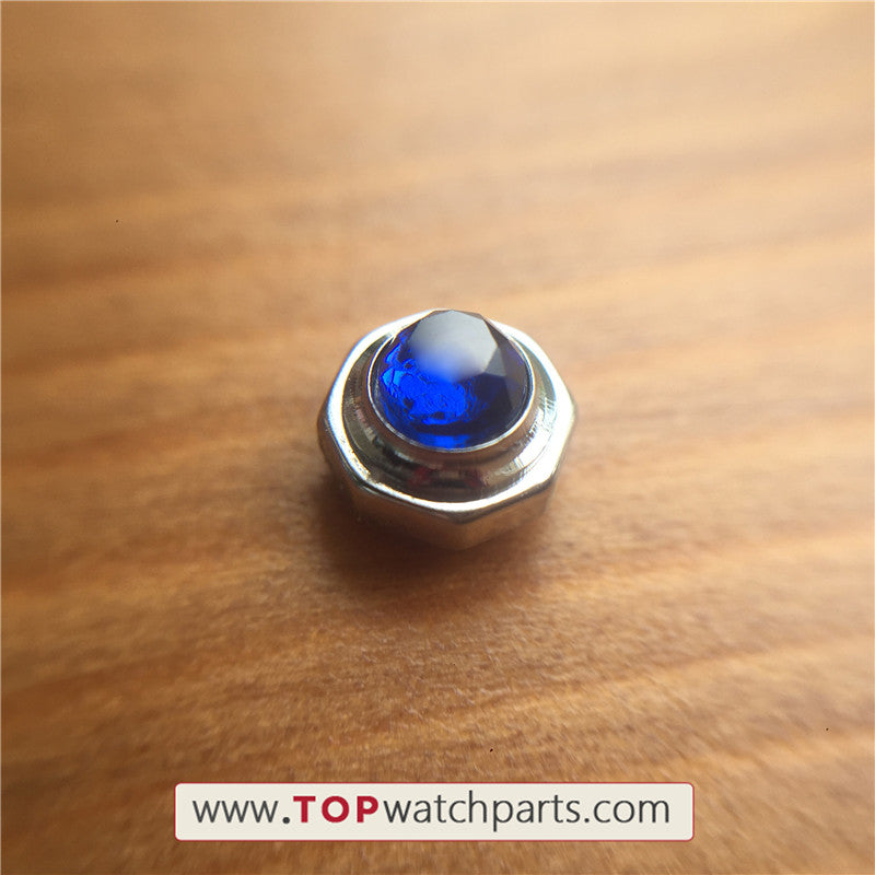 blue sapphire crystal watch crown for Cartier Tank MC Small Seconds man watch - topwatchparts.com