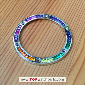 silvery color steel rainbow CVD synthetic gem bezel for HUB Hublot BigBand 411 45mm automatic watch - topwatchparts.com