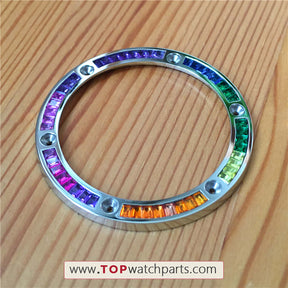 silvery color steel rainbow CVD synthetic gem bezel for HUB Hublot BigBand 411 45mm automatic watch - topwatchparts.com